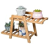 LJ デスクトップフラワーラック屋内バルコニーリビングルームバンブーフラワーポットラック