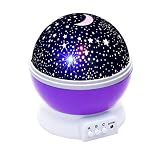 yooZoo投影ライトfor Kids寝室ロマンチックランプ360度回転4 LEDビーズコスモスStarry Sky Moon Night Light with USBケーブル、3モードクリスマスギフ