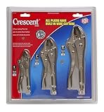 Crescent CLP3SET 3 Piece 5-Inch, 7-Inch, and 10-Inch Curved Jaw Locking Plier Set [並行輸入品]