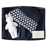 ソレイアード SOULEIADO ベビーマント+うさぎのがらがら ギフトセット ネイビー 8886