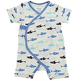 Silkberryベビー竹unisex-baby Short Sleeve Crossover Romper カラー: ブルー