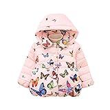 Tonsee ベビー服 子供服 女の子 コート 長袖 厚手 フード付き 秋冬 ジャケット 防寒 アウター 上着 バタフライ パターン 赤ちゃん服 普段着 プレゼント 80-110CM (110, ピン