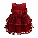 超ナイス　ベビー服　新生児　ワンピース　60 70 80 90 100　フォーマル　出産祝い　宮参り　結婚式　Aライン　レース　蝶結び　女の子　ドレス　赤ちゃん　パーティー　ホワイト　レッド [並行輸