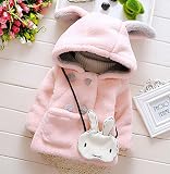 ブルーリフレイン (Bluerefrain) ベビー服 ベビー キッズ コート 暖か 女の子 ジャケット 厚手 防寒 うさぎ ポシェト付き (100, ピンク)