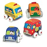 Melissa & Doug (メリッサ&ダグ) K's Kids プルバック式車両セット – ソフトな赤ちゃん用おもちゃセット 車4台とトラックとキャリーケース付き – プルバックカー ソフト車両おもちゃ 赤ちゃんと幼児向け