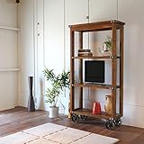 OLDNEW【BW】ブック スタンド ヴィンテージデザイン ラフさが魅力 約幅960 奥行420 高さ1815mm パイン無垢材 ダイニング用テレビ台 海外インテリア 北欧 モダン シェルフ ラック 木製 ヴィンテージ おしゃれ 人気 天然