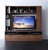 壁面収納TVボード　ウォールナットテレビ台≪46Ｖ型まで対応≫リビング収納、フラップ扉、収納付