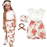 LANDFOXキッズ用ガールズ半袖トップスシャツ+ドレス+ベルト服装服セット カラー: ホワイト