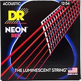 DR Strings Hi-Def NEON レッドコーティング ミディアムアコースティックギター弦 (12-54)