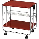 ナカバヤシ 折りたたみキッチンワゴン レンジ台 キッチン棚 ラック レッド KC46A