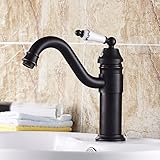 awxjx Washroomシンクミキサータップ銅ヨーロッパアメリカスタイルブラックホットとコールドバスルームBrushed Cold Alone Sit increase高