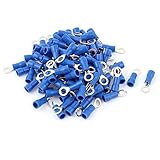 100個1.25-4Sワイヤーコネクタリング圧着端子ブルー22-16AWG