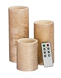Cypress Home Rose Gold Battery Operated Flameless LED Wax Pillar Candle with Remote, Set of 3 [並行輸入品