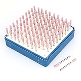 uxcell 軸付き砥石　マウントポイント　研磨材　研削ビット　シリンダー　セラミック　ピンクセット　3mm x 4mm x 10mm　100個