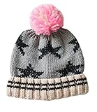 EOZY 可愛い ベビーハット ニット帽子 子供用 星柄 新生児 赤ちゃんキャップ ポンポン キッズ帽子 秋冬 カジュアル 女の子 男の子 ライトグレー L