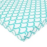 American Baby Company 100% Cotton Percale Fitted Portable/Mini Crib Sheet, Aqua Sea Waves by America