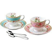 NARUMI(ナルミ) カップ ソーサー セット イングリッシュガーデン 240cc スプーン付 2客セット 41130-33028