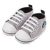 Domybest ベビーシューズ 春秋冬　キャンバス　柔らかい　11-13cm　ベルト付き　滑り止め底靴　ボーダー柄　赤ちゃん　子供　祝い お出かけ 日常生活 (11cm, コーヒー色)