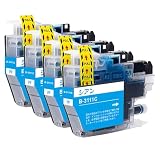 【EasyECO】ブラザー用 LC3111-4PK 互換インクカートリッジ LC3111-C シアン 4本セット 純正と併用可能 大容量インク 最新ICチップ搭載/残量表示/個包装 対応機種:DCP-J572N DCP-J577N DCP-J582N DCP-J587N DCP-J972N DCP-J973N DCP-J978N DCP-J981N DCP-J982N DCP-J987N など