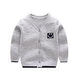 DUBAOベビーセーターカーディガン春秋新生児服少女セータージャケットベビーニットカーディガン (73cm, グレー)