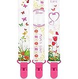 ** LIMITED PROMO ** Premium Pacifier Clip by KiddosArt, 2-Sided MOM'S LOVE - PINK Art, Stunningly De