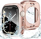 AMAPC for Apple Watch ケース 360度全面防水 バンド 水泳・スポーツ専用 ガラスフィルム 一体型 apple watch 用 カバー 360フルボディ防水 アップルウォッチ ケース Apple Watch Series9/8/7 41mm対応 ローズゴールド