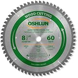 Oshlun SBW-085060 8-1/2-Inch 60 Tooth Negative Hook Finishing ATB Saw Blade with 5/8-Inch Arbor for 