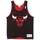 Mitchell &amp; Ness Chicago Bulls NBA メンズドロップステップレトロメッシュリバーシブルタンクトップ - ブラック/レッド 5XL