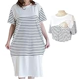 (モコベビー) MOKO BABY 授乳服 授乳ワンピ ファスナー式授乳口 マキシワンピース チュニック 大判 ゆったり 体型カバー ロンT風 産前産後 マタニティ 部屋着 お出かけ 出産祝い (XL