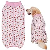 KUVEELA PET 大型犬 中型犬 術後服 メス オス 犬 手術後 服 犬用術後ウェア 介護服 ペット服 エリザベスカラー 避妊 離乳 傷口保護（（イチゴ柄）ピンク LL）