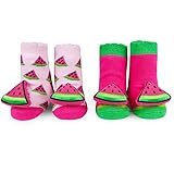 Waddleベビー男の子と女の子、Rattle Socks 2 Pairベビーギフトセット新生児ソックス0 – 12 mth カラー: ピンク