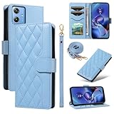 For Motorola Moto G64 5G/G64Y 5G ケース Moto G64y 5G ケース 手帳型 Moto G64 5G スマホケース ショルダー モトローラ G64 カバー 肩掛け い 財布型 カード収納 横置き機能 耐衝撃 携帯カバー ストラップ付き(あお)