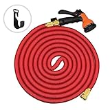 Yoctosun 50 Feet Expanding Hose, Strongest Expandable Garden Water Hose with Shut Off Valve Solid Br