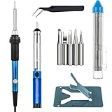 Vastar Full Set 60W 110V Soldering Iron Kit - Adjustable Temperature, 5pcs Different Tips, Desolderi