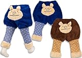 (ブーマート)BOO MART おしりBOOフェイス付き アップリケ付き 重ね着風パンツ 80cm ブルー