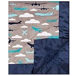 My Blankee Aviator Grey Minky w/ Minky Dot Baby Blanket, 30 x 35 by My Blankee