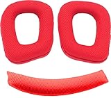 オーディオファン 交換用メッシュイヤーパッド for G230 G331 G430 G431 G231 G930 イヤーパッド 1ペア ＋ ヘッドクッション セット レッド ゲーミングヘッドセット ヘッドセット ソフトフォーム サイズ 縦 98mm×横 78mm×厚 20mm