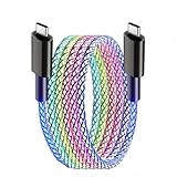 YFFSFDC 光る 充電ケーブル カラフル USB Type-C ケーブル 1m PD 66W 急速充電 高速データ転送 断線防止 超高耐久 ライトアップされた電話充電ケーブル iphone17/16/15シリーズ/iPad/MacBook Pro/Galaxy S24/Matebook/iPad/Xperia等USB-C各種対応 (type-c to type -c 66w)