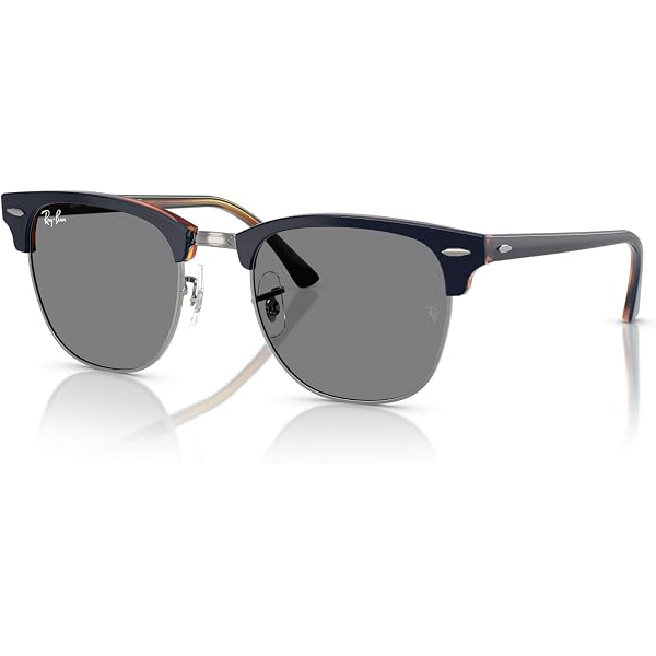 Ray-Ban RB3016 Clubmaster Square Sunglasses, Black/Clear Blue