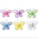 Bugs-n-Blooms ナイロン製の蝶の装飾ラメ付き - メッシュオーガンザ製ミニサイズの蝶の装飾 ウェディング パーティー テーブル飾り スクラップブック クラフト カード 女の子の寝室 赤ちゃ