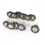 uxcell　スチールブラシ　T形ブラシ　3mmシャンクダイヤ　22mm車輪ダイヤ　10個