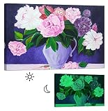 ペイントonキャンバス。グローin theダーク壁アート印刷。Noエネルギー使用 – Peonies ( 35.4 X 23.6インチ) 36 x 24 inch パープル VB-18VW-Q31W