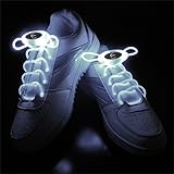 Ruanyi 1ペア80センチメートルグローシューズLEDスポーツシューズレースグロースティック点滅ネオン光線レースホワイト