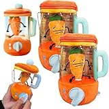 【6インチにんじん ミキサー ぬいぐるみ】ぬいぐるみのニンジンジューサーおもちゃ、ニンジンジューサーぬいぐるみ、のニンジンブレンダーぬいぐるみ、楽しい引き紐付き回転ぬいぐるみ、子供向け知育おもちゃ (15cm,1)