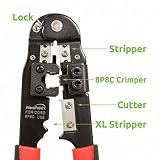 NavePoint Network Lan Modular RJ45 8P8C Cable Wire Crimper Cutter Stripper Red With Lock [並行輸入品]