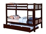 Furniture of America 2 Piece Davis Transitional Bunk Bed with Trundle Set, Twin/Twin, Dark Walnut [並