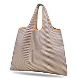 reiri エコバッグ 折りたたみ コンパクト 収納 おおきめ ブラウンストライプ