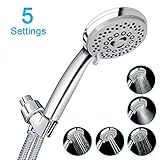Chrider Handheld Shower Head, High Pressure 5 Spray Settings Luxury Showerhead, 150cm Stainless Stee