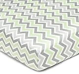 American Baby Company 100% Cotton Percale Fitted Crib Sheet, Celery Zigzag by American Baby Company 