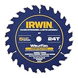Newell Rubbermaid 1934296 Irwin Tools 24-Tooth WeldTec Cordless Circular Framing/Ripping Saw Blade, 